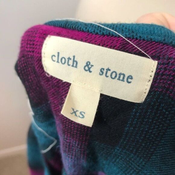 Cloth & Stone Plaid Lace Up Back Flannel Shirt Size XS - Picture 5 of 6